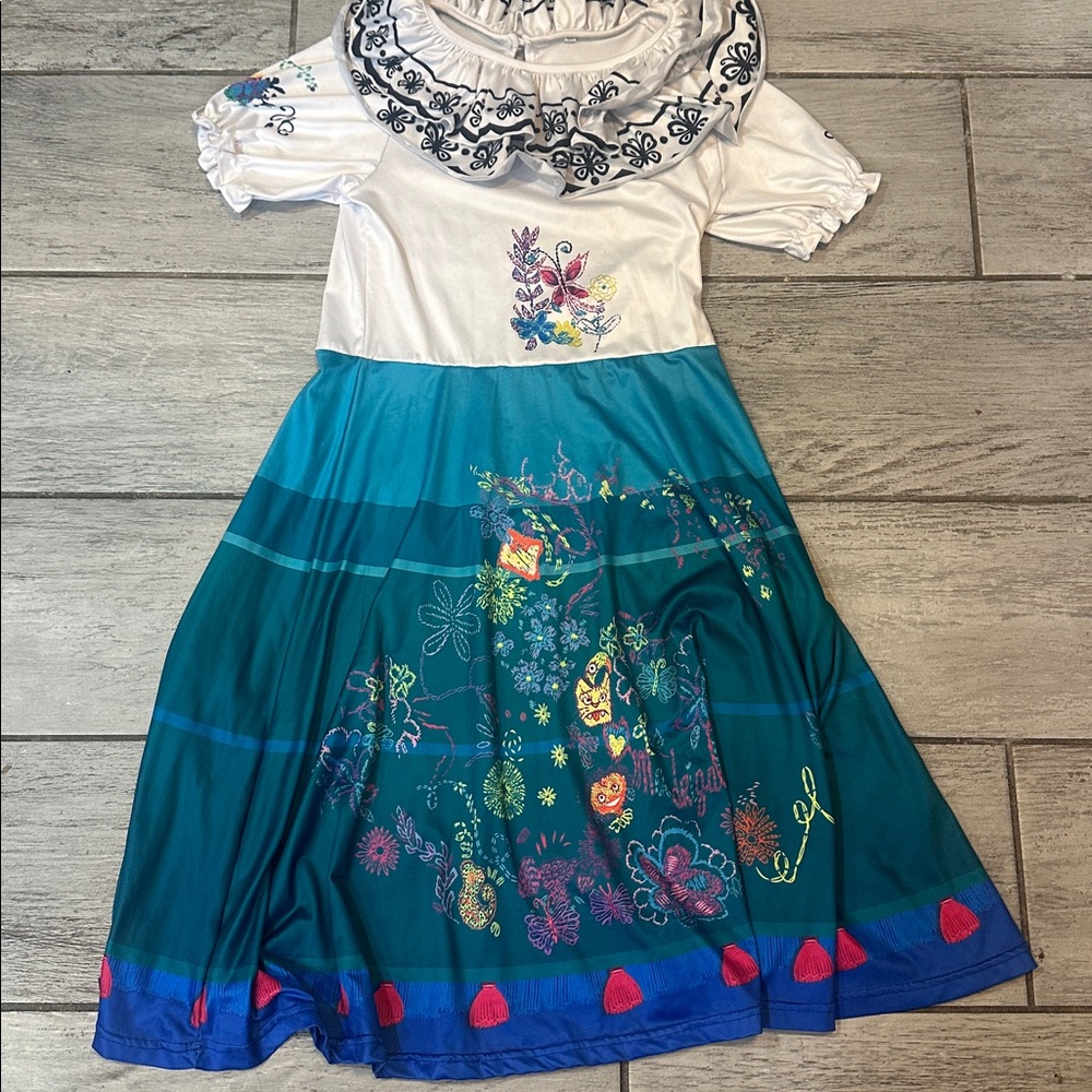 Disney Encanto Mirabel Floral Dress with Ruffled Collar Girls Large